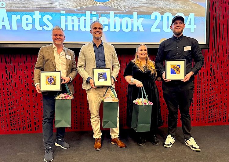 Vinnerne av indiebokprisen 2024: Parly Stallvik, Fred Radenbach, Eli Renate Bye Sørensen & Tommy Lindland Sørensen